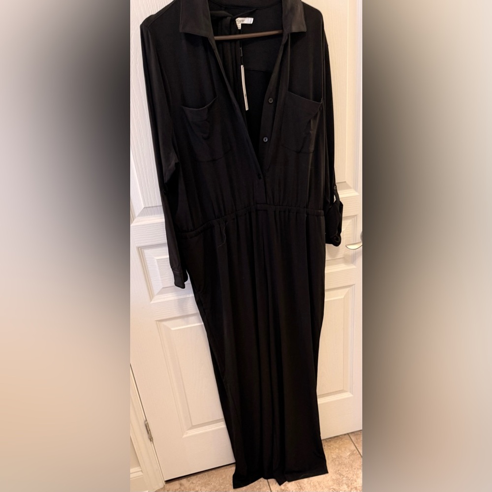 Chico's Classic Black Long Sleeve belted jumpsuit